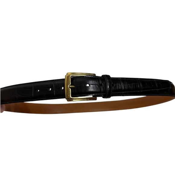 Trafalgar Black Burundi French Calf Croc Embossed Leather Belt Sz. 38